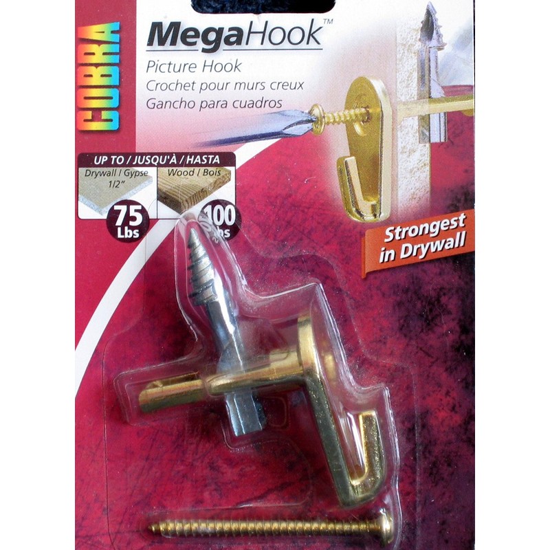 Cobra Mega Hook Picture Hook: For Up to 75 Pounds