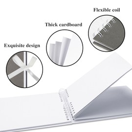 Hiwhy Scrapbook Memory Book with 50 Sheets White Pages 11.5x8.5 Inch DIY Album Set with Corner Stickers for Baby Shower Birthday Wedding Travelling, Grey