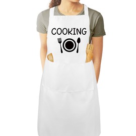 Aprons for Women Men Valentines Gifts for Him Her Cooking Gifts Mothers Day Gifts for Mummy Aunt Nana Fathers Day Gifts for Father Colleagues Birthday Gifts for Women Men White Aprons for Cooking