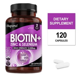 Biotin Hair Tablets Biotin Tablets with Zinc and Selenium 12 000 mcg Vegan Vitamin for Hair Skin Nails High Strength Made in England, 1 Pack, 60 Tablets / 비오틴 헤어 정제 아연과 셀레늄이 함유된 비오틴 정제 12 000mcg 모발 피부 손톱을 위한 비건 비타민 고강도 영국산, 1개, 60정