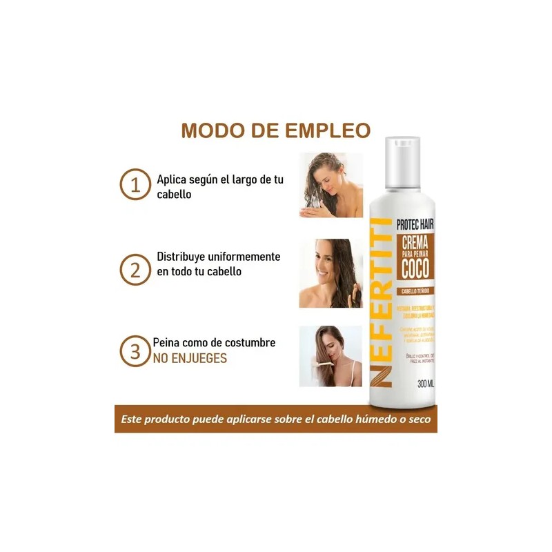 Crema Para Peinar Coco Con Keratina Cabello Teñido 300ml