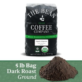 The Bean Organic Coffee Company Il Espresso, Classic Dark Roast, Ground Coffee, 5-Pound Bag