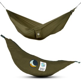 Parachute Hammock Compact - The Original Since 1996 | Army Green | Lightweight, Handmade & Sustainable | 320 x 155 cm, Only 500 g | Quick Assembly < 1 min | Camping, Hammock