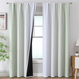 Estelar Textiler Sage Green and Greyish White Ombre Blackout Curtains for Bedroom, Thermal Insulated Rod Pocket Drapes for Living Room, Full Light Blocking Energy Saving Curtains, 52Wx84L, 2 Panels
