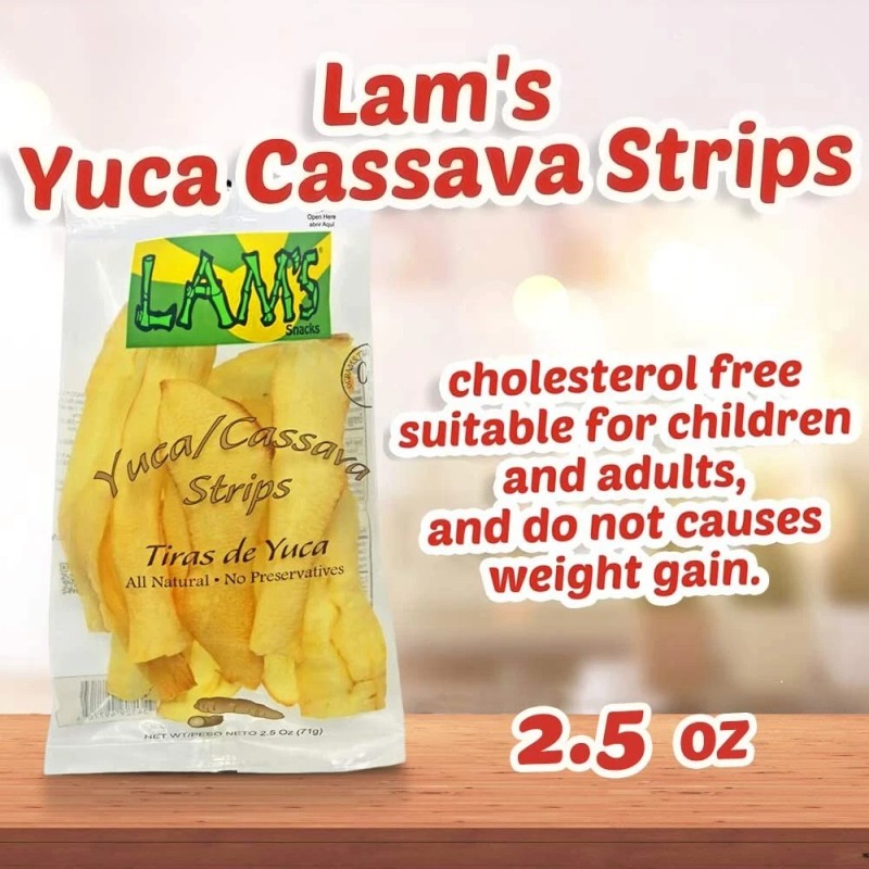 LAM'S Plantain Strips, Premium, Chips, Yuca strips, Keto, 2.5 oz