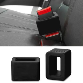 Ongfuwu 2PCS Seat Belt Buckle Holder, Silicone Auto Seatbelt Buckle Booster Makes Receptacle Stand Upright for No-Hassle Buckling, Universal Vehicle Seat Belt Buckle Fixer for Kids (Black)