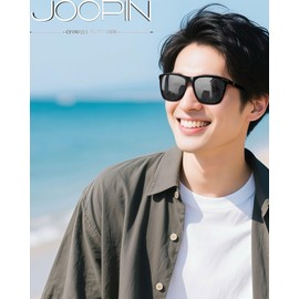 Joopin Men's Sunglasses, Polarized Driving, Sports, UV 400, UV Protection, Wellington, Lightweight, Fishing, Golf, Climbing, Bicycle, Running, A2: Black/Light Gray