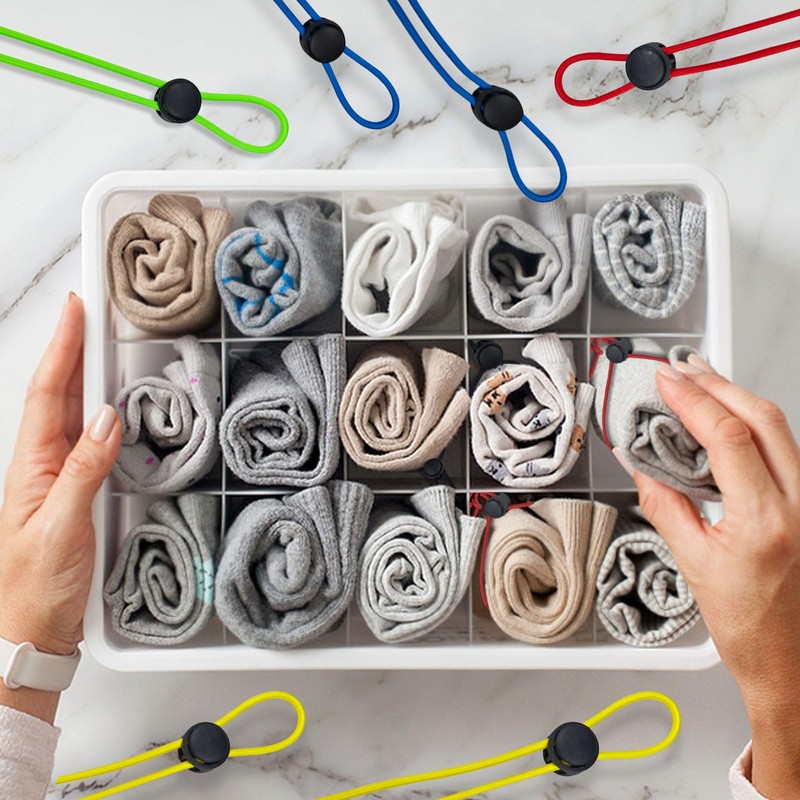 Huakaile 30 Pieces 5 Colors Sock Clips for Laundry Washing