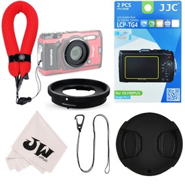 6in1 Accessories Kit for Olympus Tough TG-6 TG-5 TG-4 TG-3 : Lens Filter Adapter as CLA-T01 + 2Pcs Screen Protector + Floating Wrist Strap + 40.5mm Lens Cap + Lens Cap Hook Keeper + Microfiber Cloth