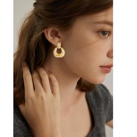 Canboer Vintage Chunky Gold Dangle Earrings Trendy Gold Geometric Statement Drop Formal Earrings for Women Party