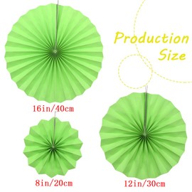 Yosawa 6Pcs Paper Fan Flowers Hanging Paper Fans Decoration for Birthday Wedding Christmas Graduation Theme Party （Green）
