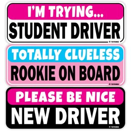 Student Driver Magnet for Car Magnetic Reflective Vehicle Safety Sign for New Rookie Learner Drivers Removable Bumper Sticker Please Be Patient (3 Magnet Set)