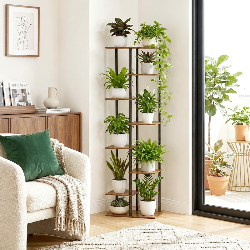 JEPRECO Corner Tall Plant Stand Indoor 8 Tier 10 Potted,