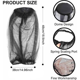 OSUWLSI Pack of 2 Mosquito Head Net, Beekeeping, Anti-Mosquito, Bee Bug, Insects, Fly Mask, Cap, Hat with Head Net, Net, Face Protection, Outdoor Fishing Equipment (Black + Green)