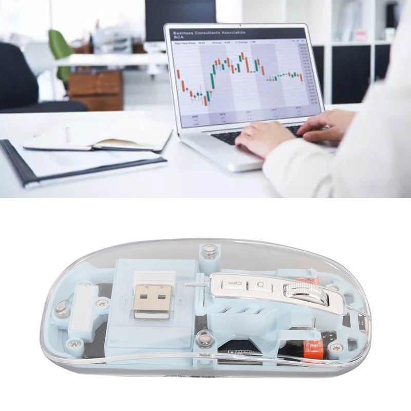 Wireless Bluetooth Mouse Transparent Clear Cool Shell Mute Click Colorful