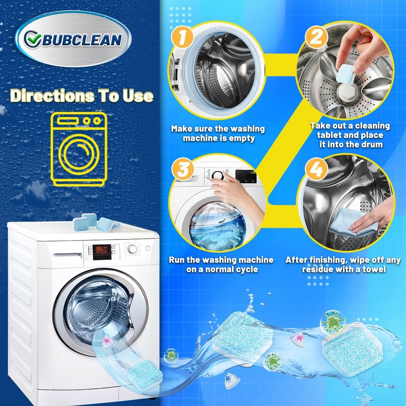 BUBCLEAN 24 pack Washing Machine Cleaner Descaler, Deep Cleaning Tablets