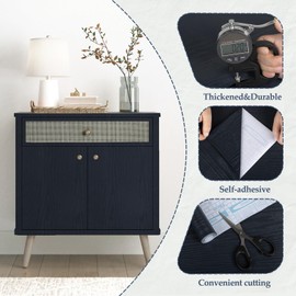 Wood Contact Paper Dark Blue Peel and Stick Wallpaper,Thickened No Teari Vinyl Wrap Sticker, Self Adhesive Waterproof Faux Wood Grain Wallpaper Cover Cabinets Desk Furniture Decoration 11.8"x78.7"