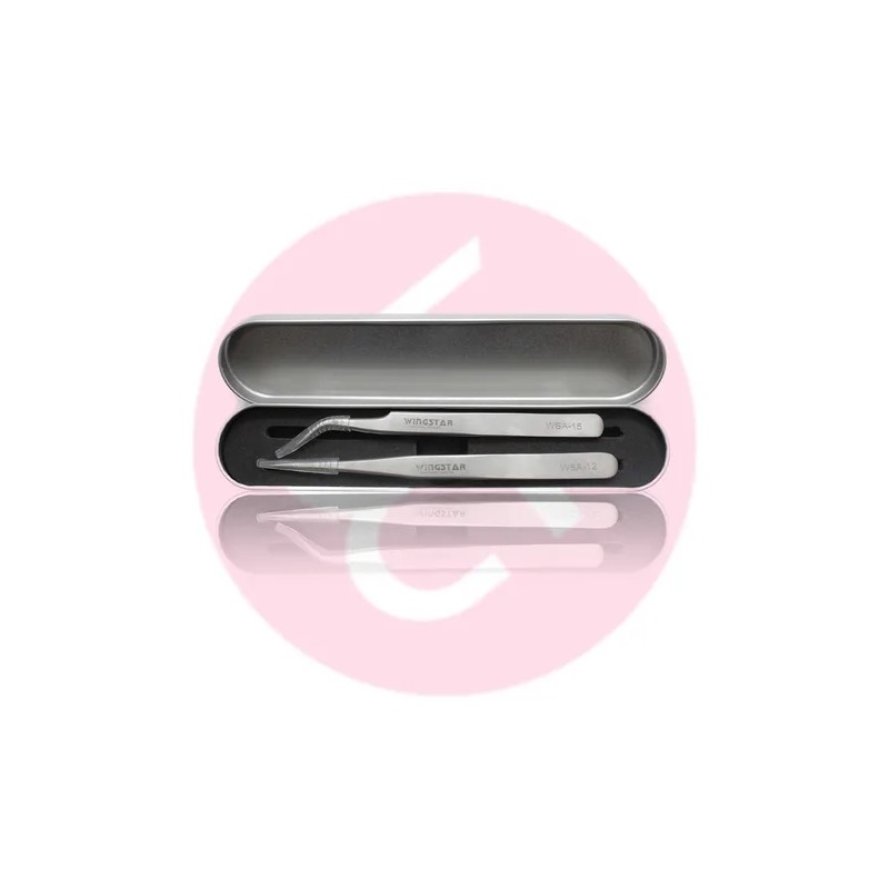 Juego De Pinzas 2 Pz Aplicación Extensiones De Pestaña Plata