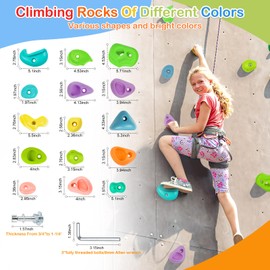 UMIKOOL DIRECT 32Pcs Rock Wall Climbing Holds for Kids and Adults, Multi-Colored Rock Wall Climbing Kit, Indoor & Outdoor Playground Accessories with Mounting Screws(Macaroon)