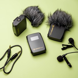 MIRFAK WE10 Pro Dual Transmitter Wireless Lavalier Microphone Kit with 30M / 2.4GHz Lapel Clip Mic System for Vlogging Youtube & Live Streaming. Compatible with Smartphone Tablet Laptop Camera & DSLR