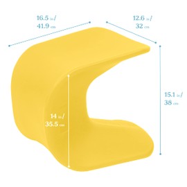 ECR4Kids Wave Seat, 14in - 15.1in Seat Height, Perch Stool, Yellow, 2-Pack