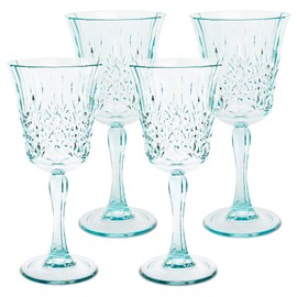 BELLAFORTE Shatterproof Tritan Wine Glass, Set of 4, 10oz - Myrtle Beach Plastic Wine Glasses - Unbreakable Wine Goblets for Indoor and Outdoor Use - BPA Free - Dishwasher Safe - Teal