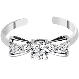 925 Sterling Silver Cubic Zirconia Bow Tie Toe Ring