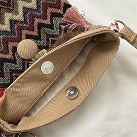 Moguxb Women's Shoulder Bag with Tassels Crossbody Bag Light Brown Women's Shoulder Bags Vintage Canvas Shoulder Bag for Women, light brown