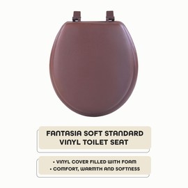 Soft Standard Vinyl Toilet Seat, Chocolate - 17 Inch Soft Vinyl Cover with Comfort Foam Cushioning - Fits All Standard Size Fixtures - Easy to Install Fantasia by Achim Home Decor