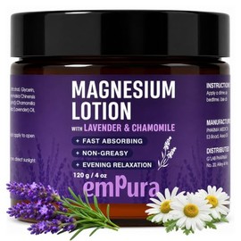 EMPURA Loción de lavanda y magnesio, regalos relajantes para mujeres, 4 onzas | Lavanda y manzanilla, de rápida absorción, no grasa, relajación noctur