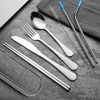 Travel Utensils Set with Case Reusable Portable Cutlery Set Stainless