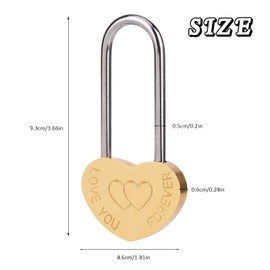 VeYocilk 2PCS Love Lock Single Heart Padlock, 3.5" 50mm Engraved Love-You-Forever Wish Lock Without Key Everlasting Love for Lovers Wedding, Valentines, Anniversary, Travel, Valentines Day(NO Key)