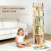 Kryonix Rotating Bookshelf for Kids, Solid Pine Wood Spinning Bookshelf