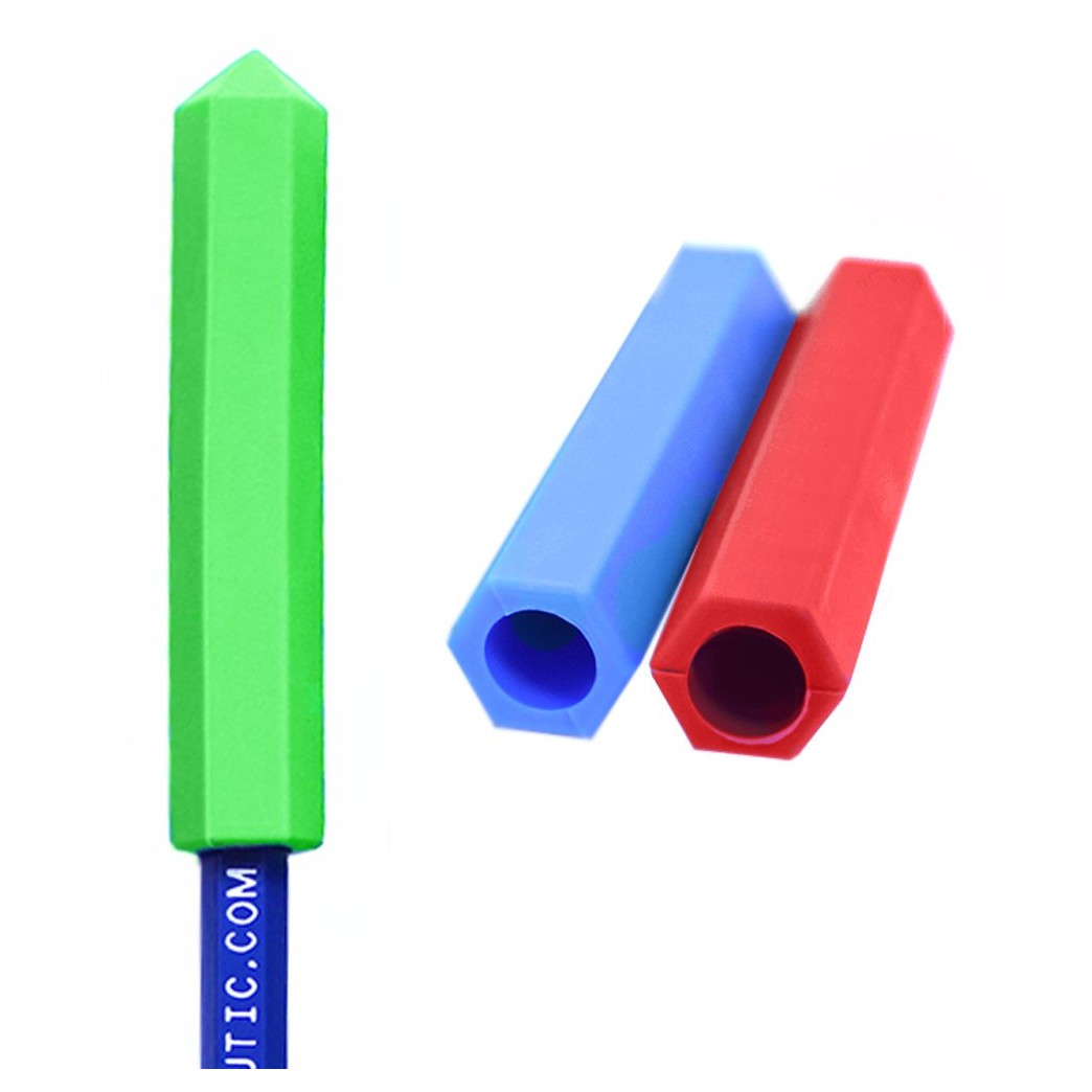 ARK's Krypto-Bite Pencil Topper Chewable Tubes - Made in The USA (Combo - 1 of Each Toughness, Red/Green/Blue)