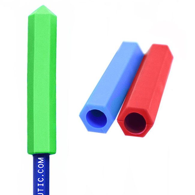 ARK's Krypto-Bite Pencil Topper Chewable Tubes - Made in The USA (Combo - 1 of Each Toughness, Red/Green/Blue)