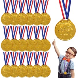 Winner Medals Gold, 24 Medals Children's Birthday Plastic, Medal Gold for Children, Winner Medals for Children, Winner Winner Medal, Super Medals for Competition Awards
