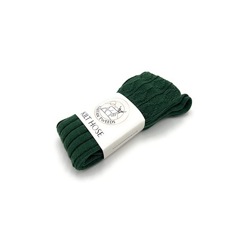 Tartan Tweeds Men's Scottish Wool Kilt Hose Socks (6-9, Green)