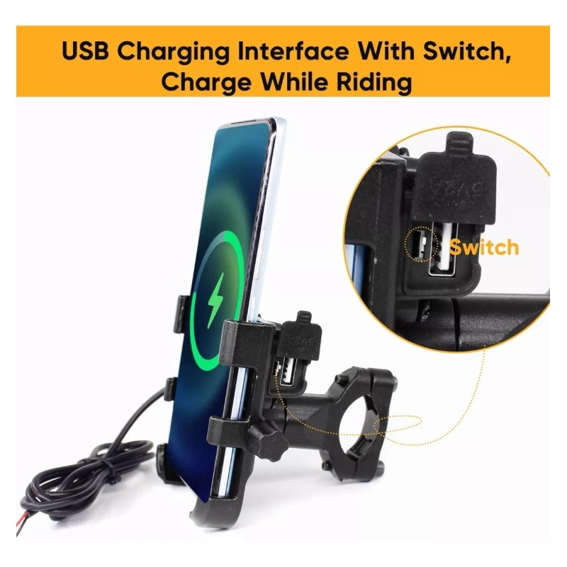 MARZSEFLO Aluminio Porta Celular Soporte Moto Telefono, Puede Recargar