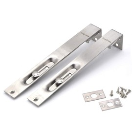 Faspiroty Door Latch 2 Pack 304 Stainless Steel Security Lock Secondary Doors Brushed Sliding Latch with Stop and Screws 10"
