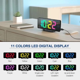 Hournor Digital Alarm Clock, Large LED Digital Clock for Bedrooms with 10 Color Changing