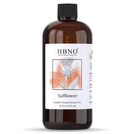 HBNO Safflower Oil - 16 oz (475ml) Value Size - High Oleic, Ideal for Shampoos, Conditioners, Face wash, Lotions, and Skin Care Products.