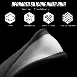 SthExtra Suede Steering Wheel Cover, Anti Heat, Breathable, Anti-Slip,Leather Universal Steering Wheel Cover (Black with Blue Mark, Standard Size[14 1/2"-15" ]