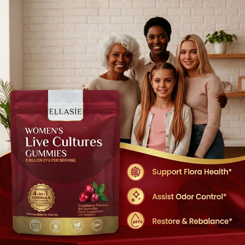 ELLASIE Cranberry Gummies for Women with Probiotics – 5 Billion