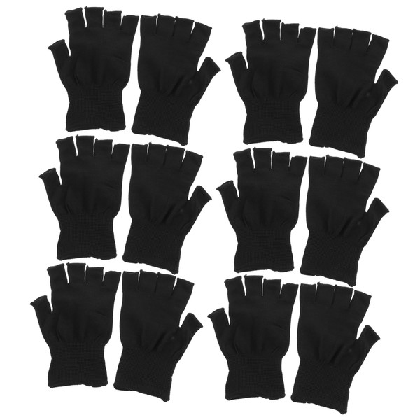 KONTONTY Protective Half Finger Gloves Nylon Coated Non-slip Thin Design