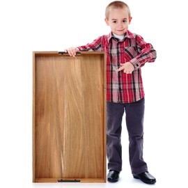 Blushtier 32 x 18 Inch Wood Serving Tray Extra Large Ottoman Tray with Handle Oversized Rectangle Extra Long Vintage Decorative Platters for Kitchen Food Beverage Fruit Snack Tea Coffee Table Decor