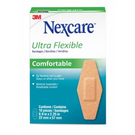 3M Nexcare, Venditas Ultraflexibles Regulares, 22mm x 57mm, Color Beige, Caja con 10 piezas