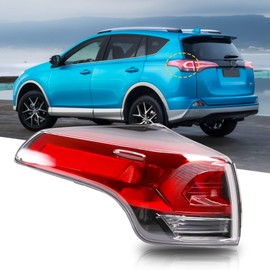 Halogen OE Tail Lights Taillights Assembly for 2016-2018 Toyota Rav4 outer, Red Rear Brake Signal Plate Tail Lamp Replacement With Bulb and Harness, Left Driver Side