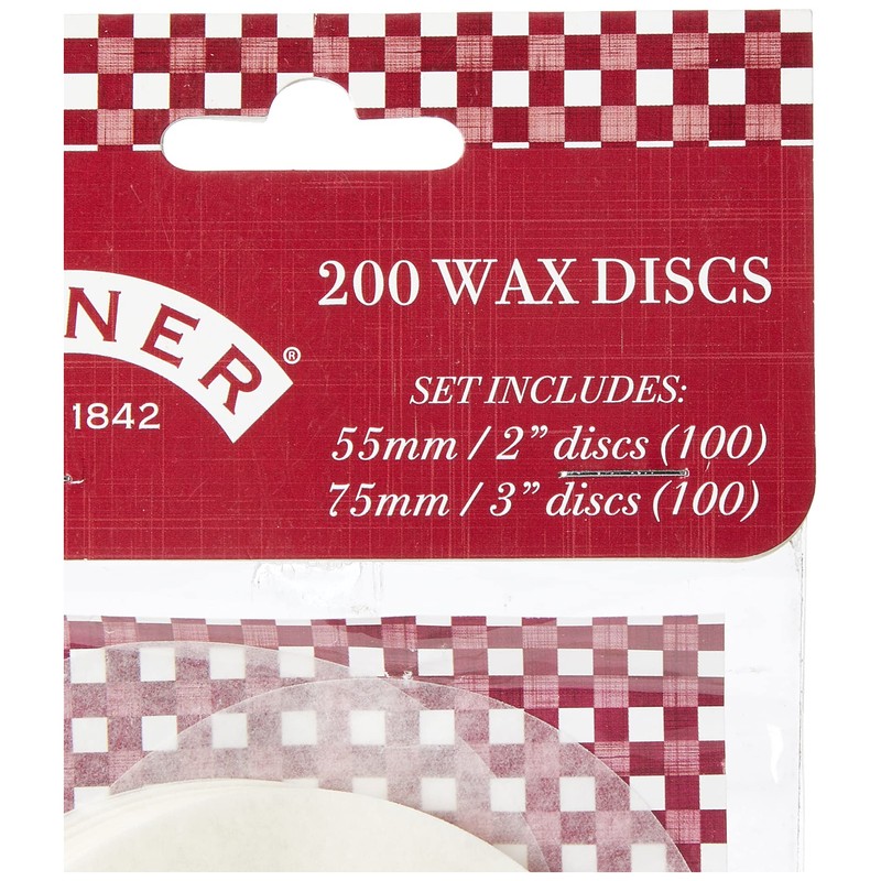 Kilner Pack of 200 Preservation Wax Discs, White