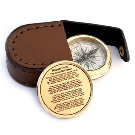 Antiqued Brass Poem Compass Compass Gift for Him or Her-Unique Gift Ideas for Husband or Wife, Men Wedding Anniversary 50th 40th 25th 20th Year Celebration, Birthday Baptism Confirmation Communion