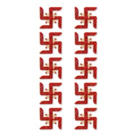 Home Genie Plastic Swastik Stickers for Home,Office and Temple Entrance | Swastik Stickers for Diwali Decoration | Swastik Sticker for Wall Decoration - 5 Pair.